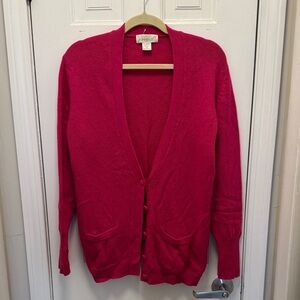 100% Cashmere Vintage Lord & Taylor Vibrant Pink Cardigan